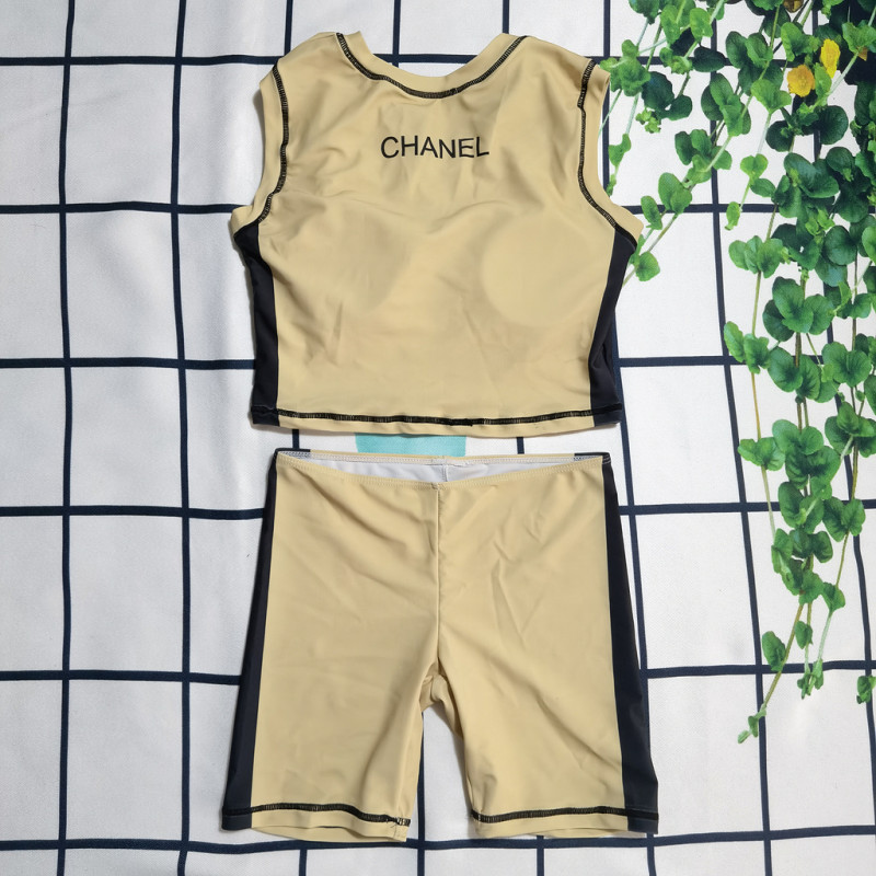 CHANEL Khaki Digital Print One Piece DOT Backless Spandex/Polyester Printed Sunmmer Female Adult Holiday