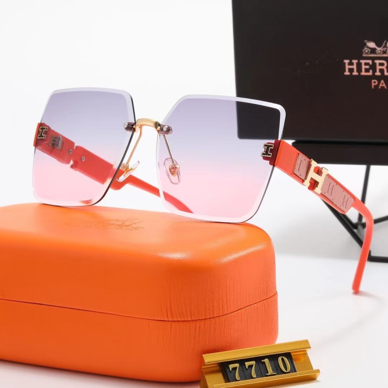 HERMES Champagne PC Multi AC Women's Outdoor Rimless Sunglasses