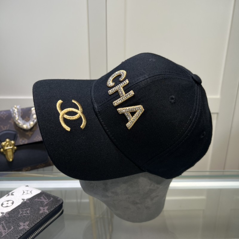CHANEL Black Casual Hip hop Cotton Women's Adult Embroidery Cap