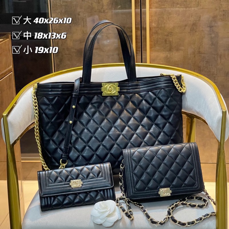 GUCCI Black Fashion Striped Zipper & Hasp Sequined Genuine Leather Women's Wallet Tote Bags Shoulder Bags Combination Packages