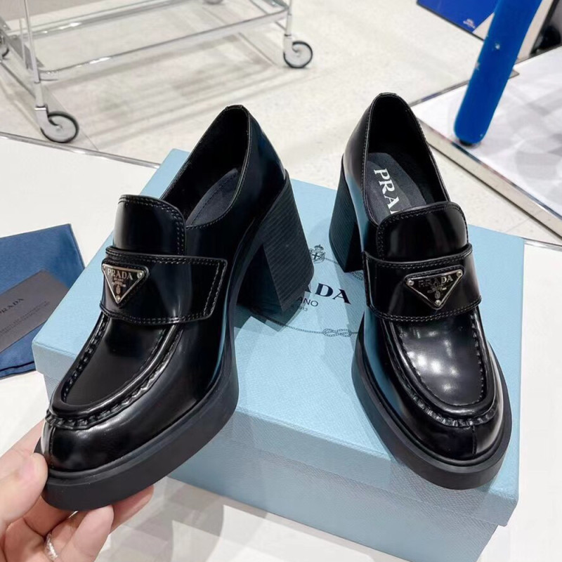 Women Leather Derby Heels Shoes Brogues Platform Chelsea Chunky Tread Sole