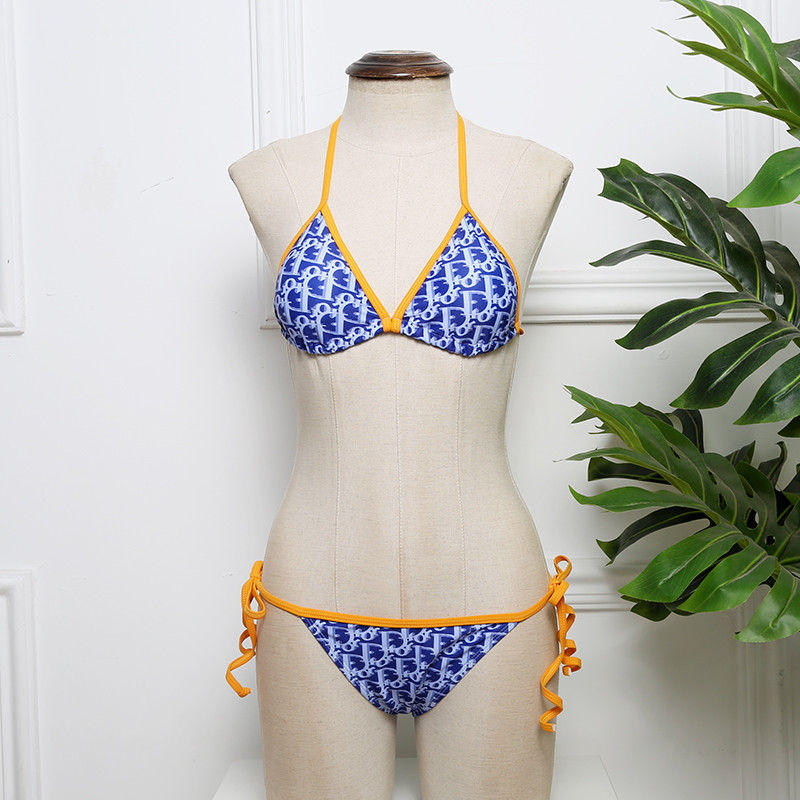 DIOR Blue Digital Print One Piece DOT Backless Spandex/Polyester Printed Sunmmer Female Adult Holiday