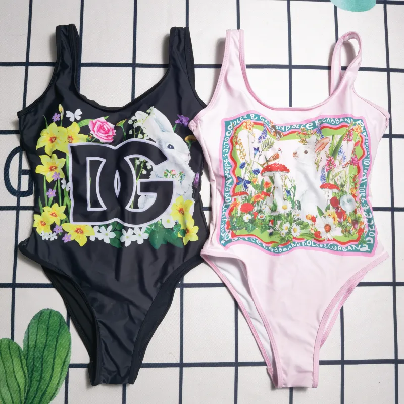 D&G Black Digital Print One Piece DOT Backless Spandex/Polyester Printed Sunmmer Female Adult Holiday