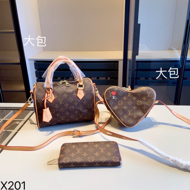 LOUIS VUITTON Brown Lady Letter Zipper Letter Genuine Leather Women's Handbags Shoulder Bags Wallet Combination Packages