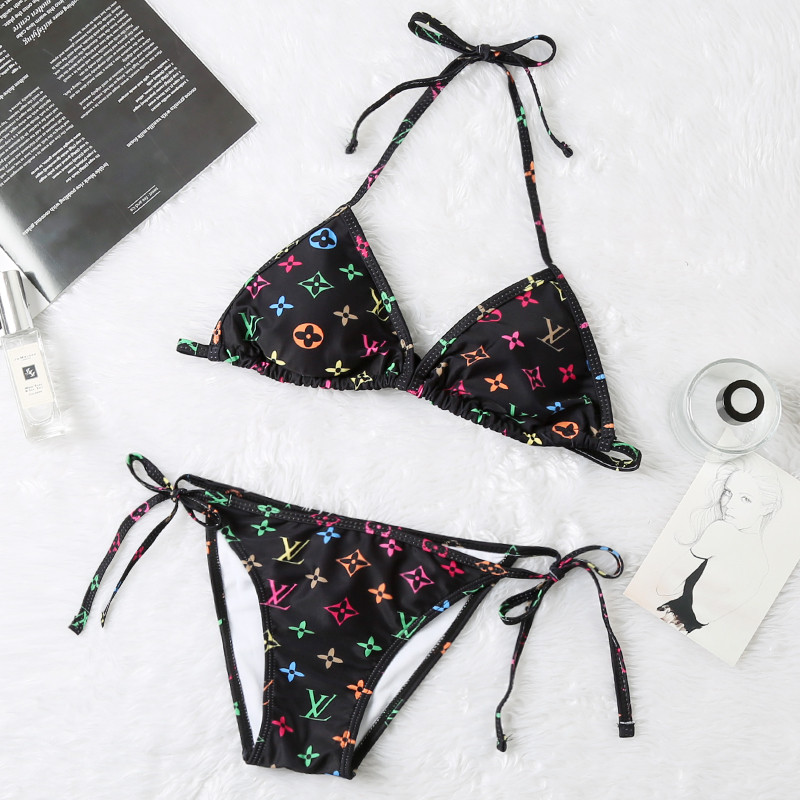 LOUIS VUITTON LV Black Digital Print One Piece DOT Backless Spandex/Polyester Printed Sunmmer Female Adult Holiday