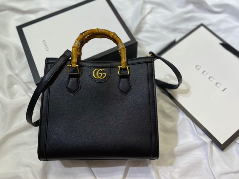 GUCCI Black Fashion Letter Zipper & Hasp Letter Genuine Leather Women's Handbags Tote Bags Wallet Combination Bags