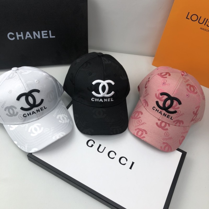CHANEL Black Outdoor Street style Cotton Women's Adult Printed Cap