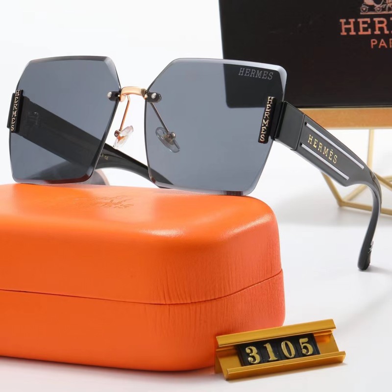 HERMES Champagne PC Multi AC Women's Outdoor Rimless Sunglasses