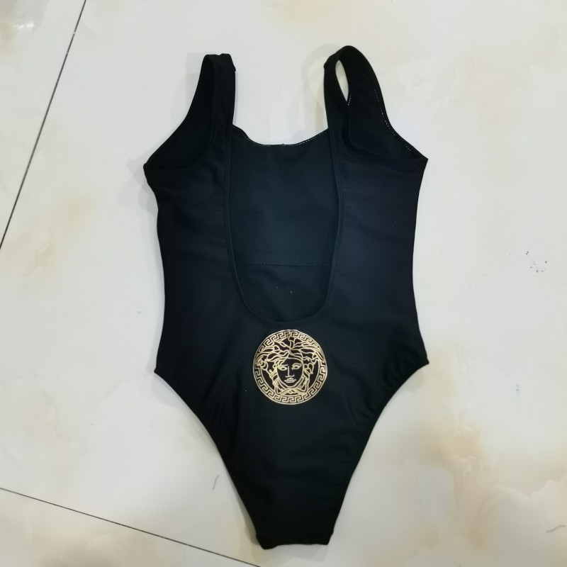 FENDI Black Digital Print One Piece DOT Backless Spandex/Polyester Printed Sunmmer Female Adult Holiday