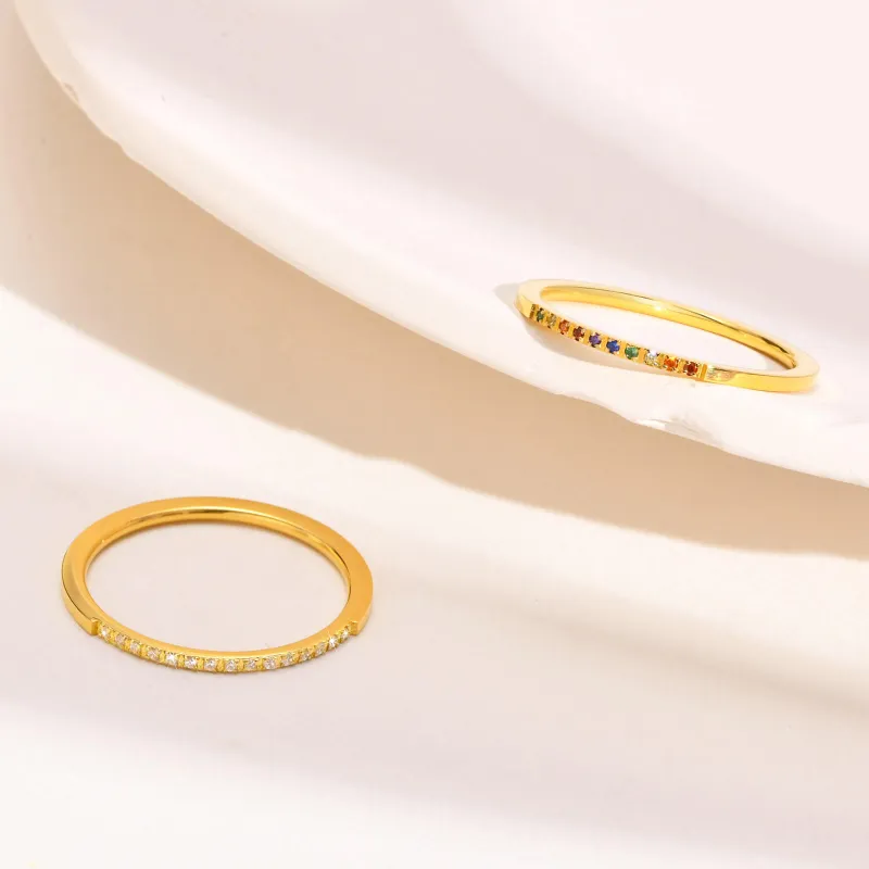 Wholesale Stainless Steel Thin Ring with CZ