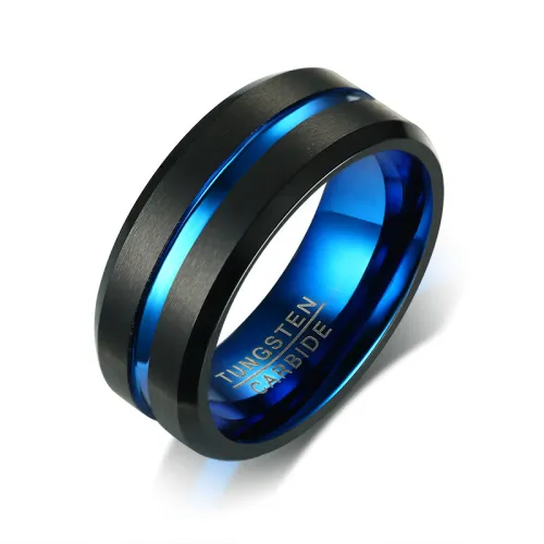 Wholesale Tungsten Carbide Rings Black and Bule