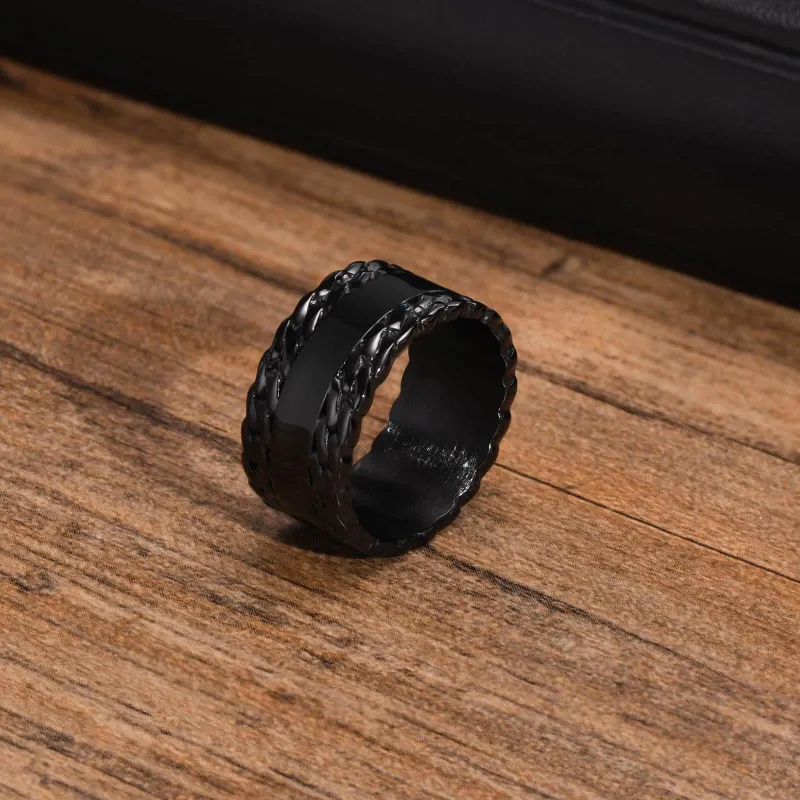 Wholesale Stainless Steel Mens Black Ring