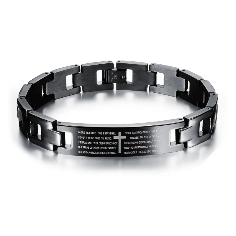 Wholesale Stainless Steel Bible Lord's Prayer Cross Bracelet