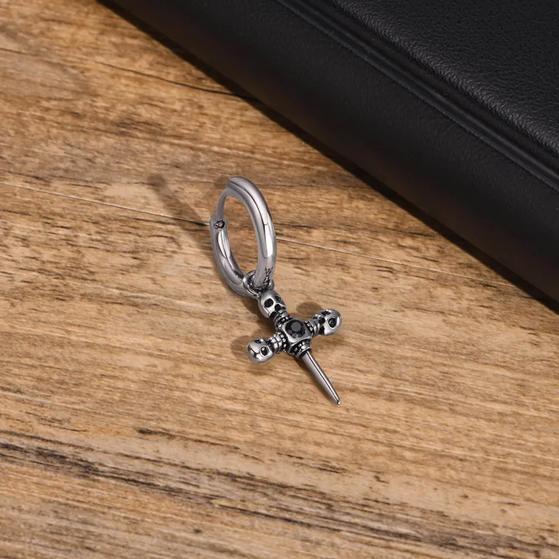 Wholesale Stainless Steel Earring with Skull Cross