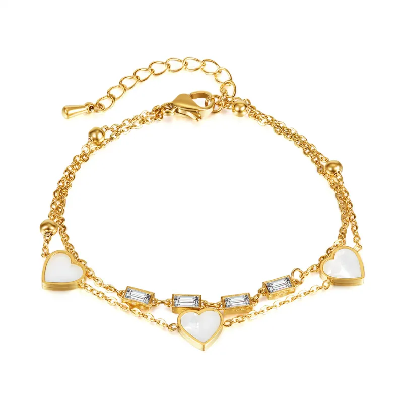 Wholesale Stainless Steel Love Double Layered Bracelet