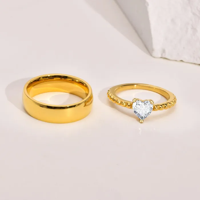 Wholesale Stainless Steel Ring with Heart Shape CZ