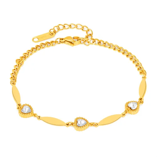 Wholesale Stainless Steel Zirconia Love Heart Bracelet