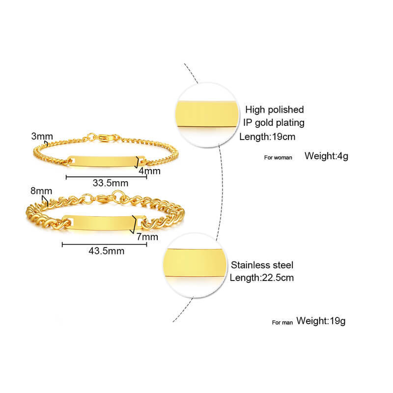 Wholesale Stainless Steel Personalized Bracelets for Couple
