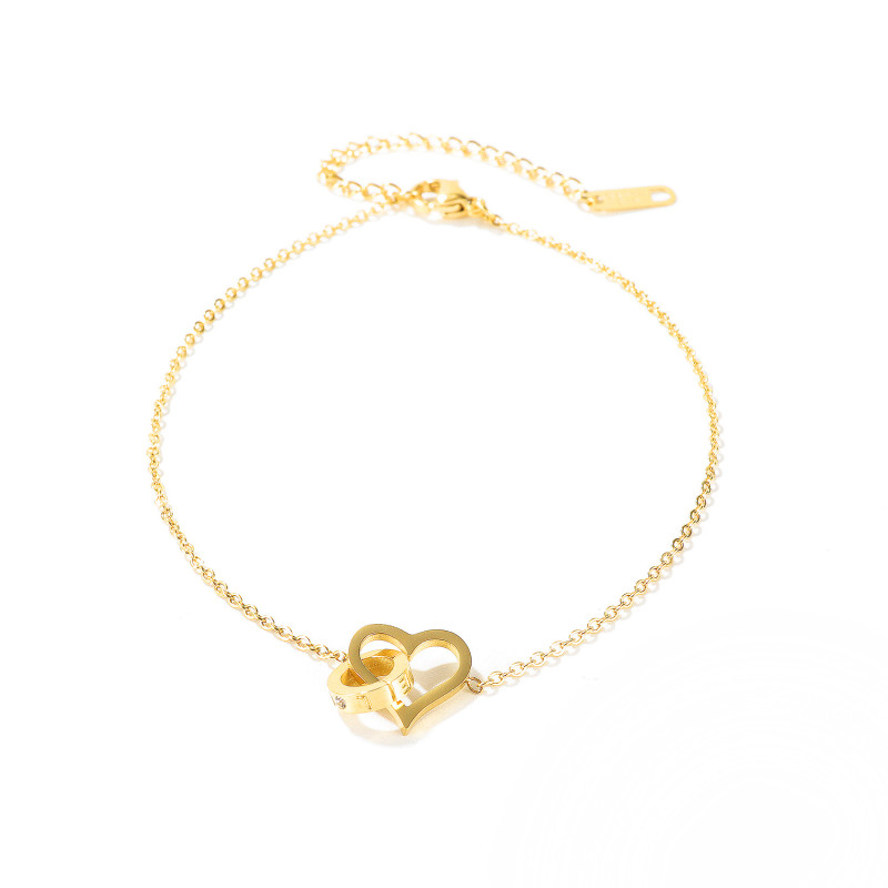 Wholesale Stainless Steel Heart Together Forever Link Anklet