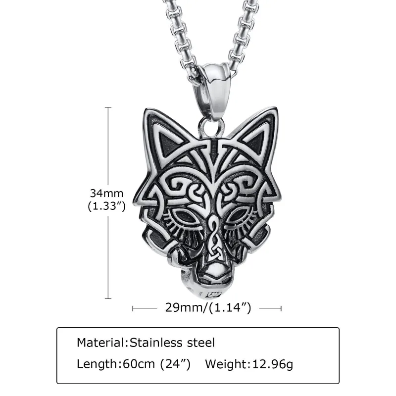 Wholesale Stainless Steel Wolf Head Pendant