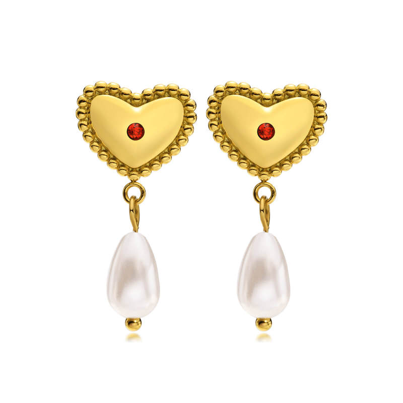 Wholesale Stainless Steel Love Pearl Earrings