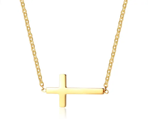 Wholesale Womens Stainless Steel Horizontal Cross Necklace