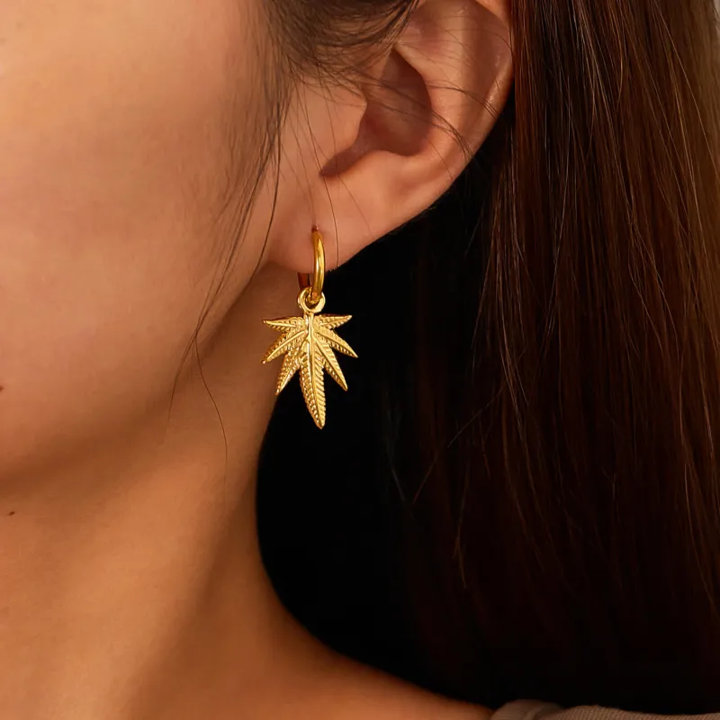 Wholesale Stainless Steel Leaf Earrings