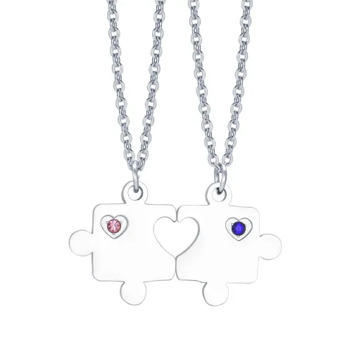 Wholesale Stainless Steel Puzzle Heart Couple Necklace