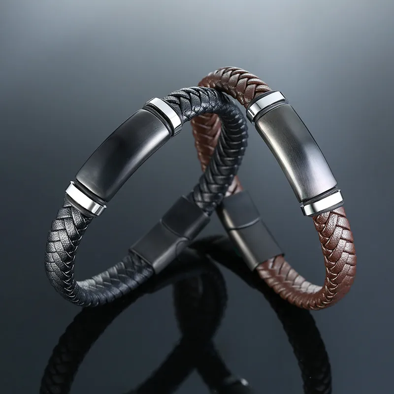 Wholesale Stainless Steel Blanks of Leather Bracelets