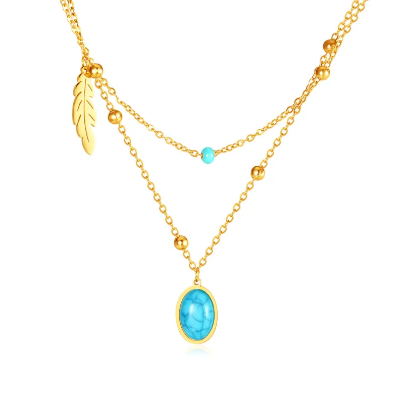 Wholesale Stainless Steel Feather Necklace