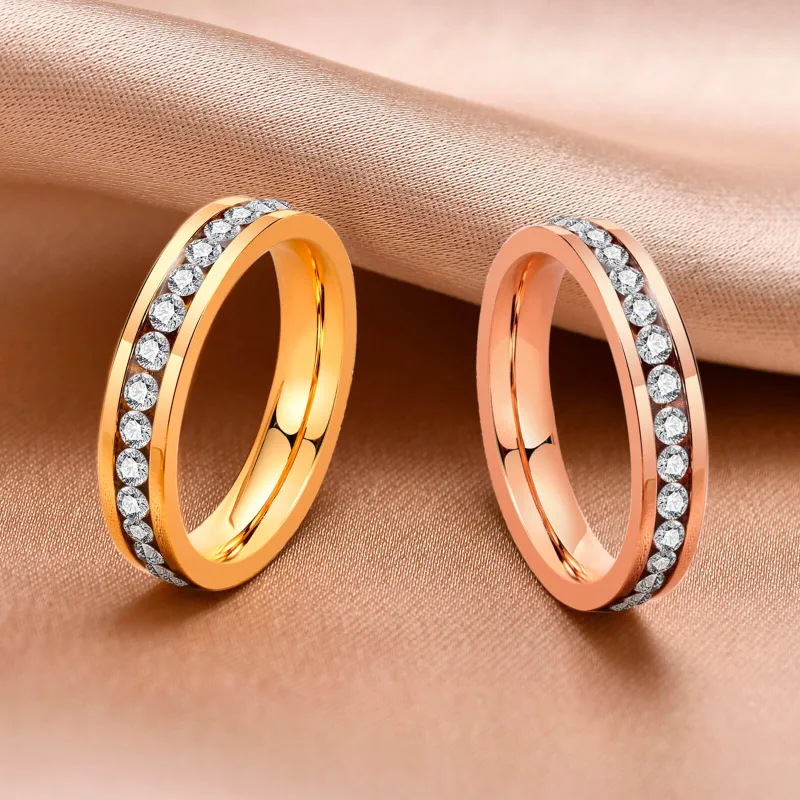 Stainless Steel Womens Rose Gold Wedding Ring