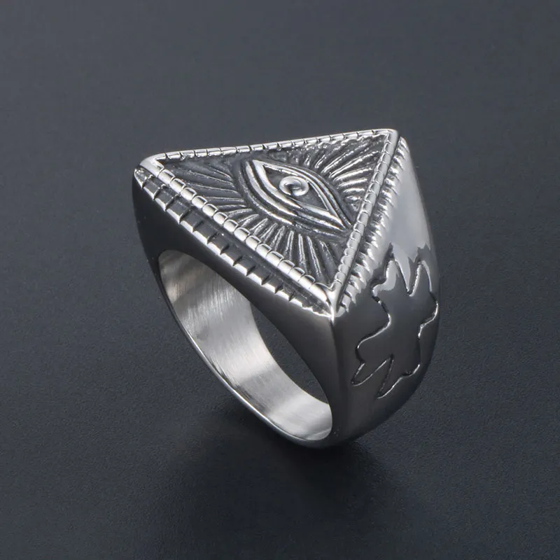 Wholesale Stainless Steel Evil Eye Side Cross Ring