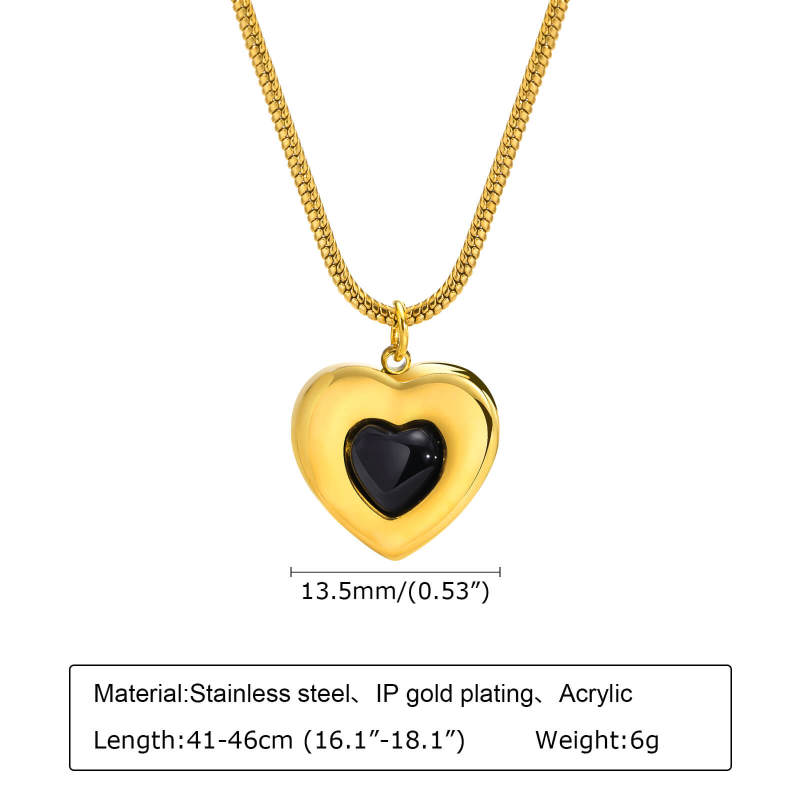 Wholesale Stainless Steel Black Heart Pendant
