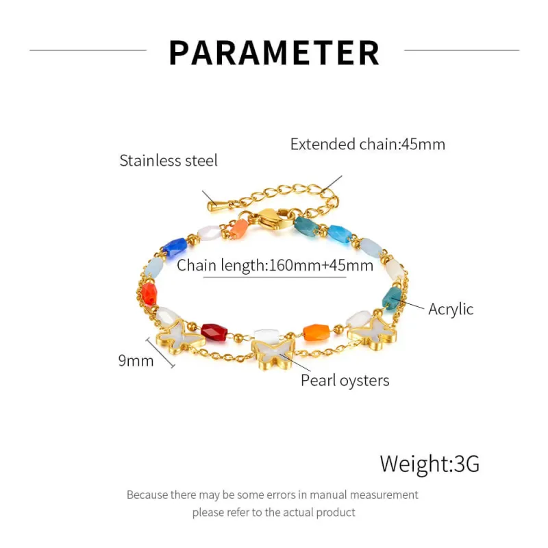 Wholesale Stainless Steel Shell Butterfly Bracelet