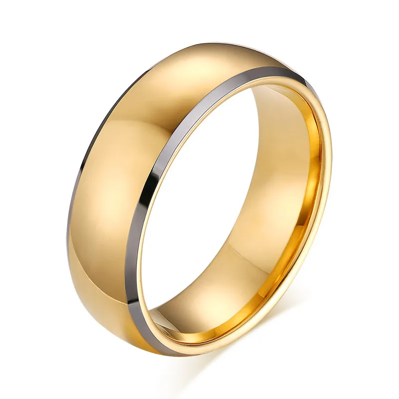 8mm Gold Center Two Tone Tungsten Carbide Ring