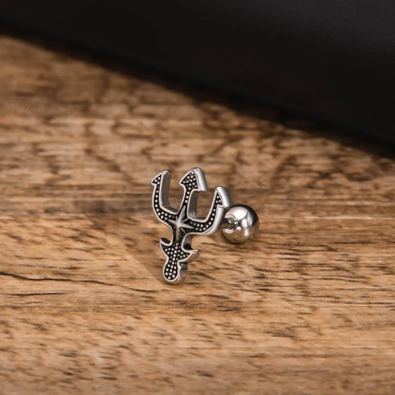 Wholesale Stainless Steel Trident Stud Earrings