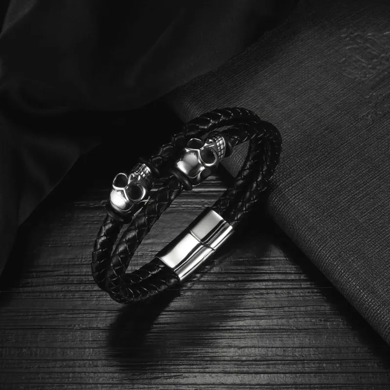 Wholesale Leather Bracelet with Skulls