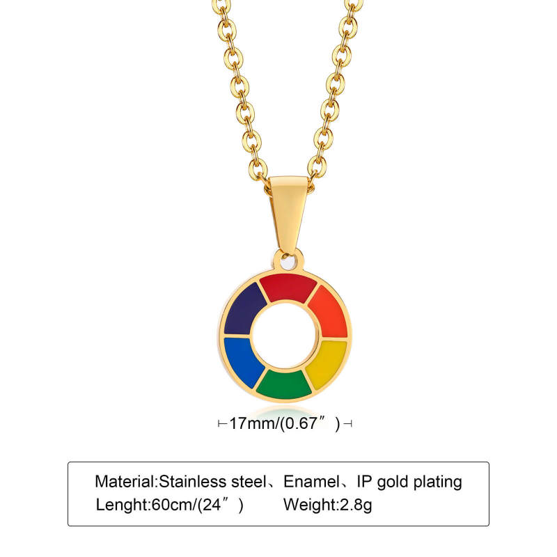 Wholesale Stainless Steel Rainbow Necklace