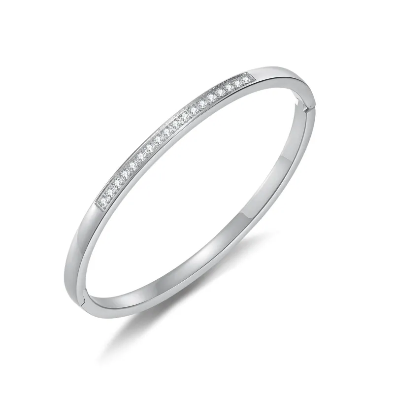Wholesale Stainless Steel Women Bangle with CZ