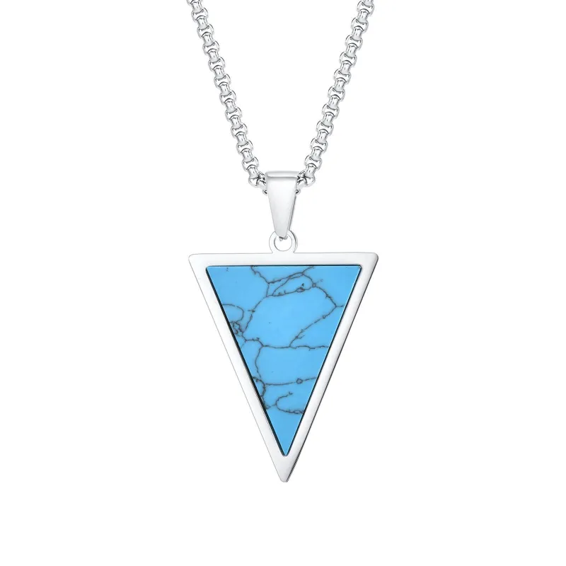 Wholesale Stainless Steel Triangle Turquoise Pendant