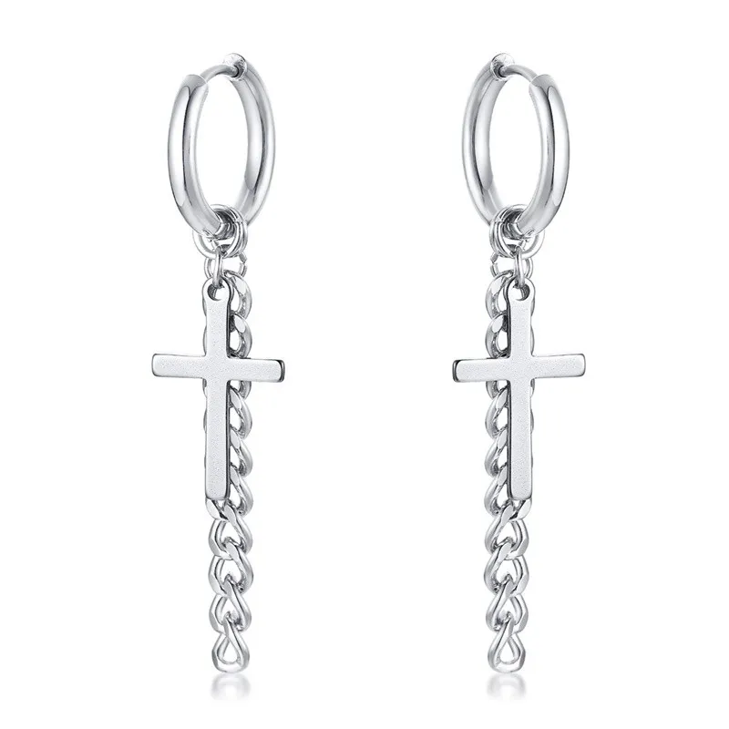 Wholesale Stainless Steel Hoop Earrings with Cross