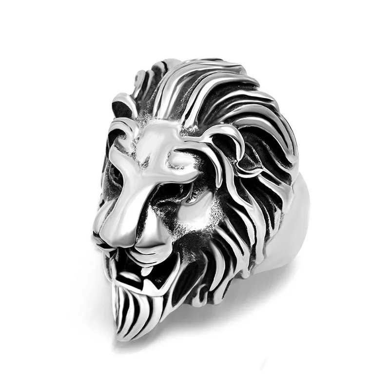 Wholesale Stainless Steel Lion Head Biker Rings
