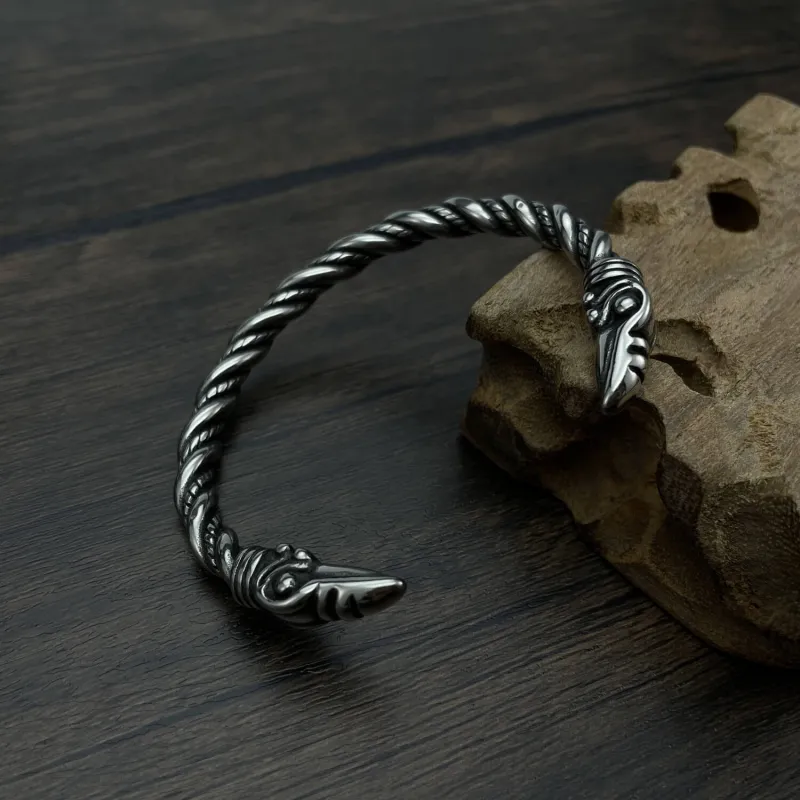 Wholesale Open Stainless Steel Eagle Head Bangle