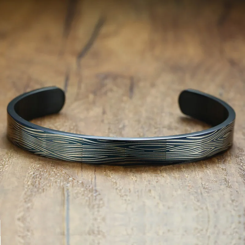 Wholesale Stainless Steel Mens Black Bangles