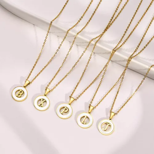 Wholesale Stainless Steel 26 Letters Shell Necklace