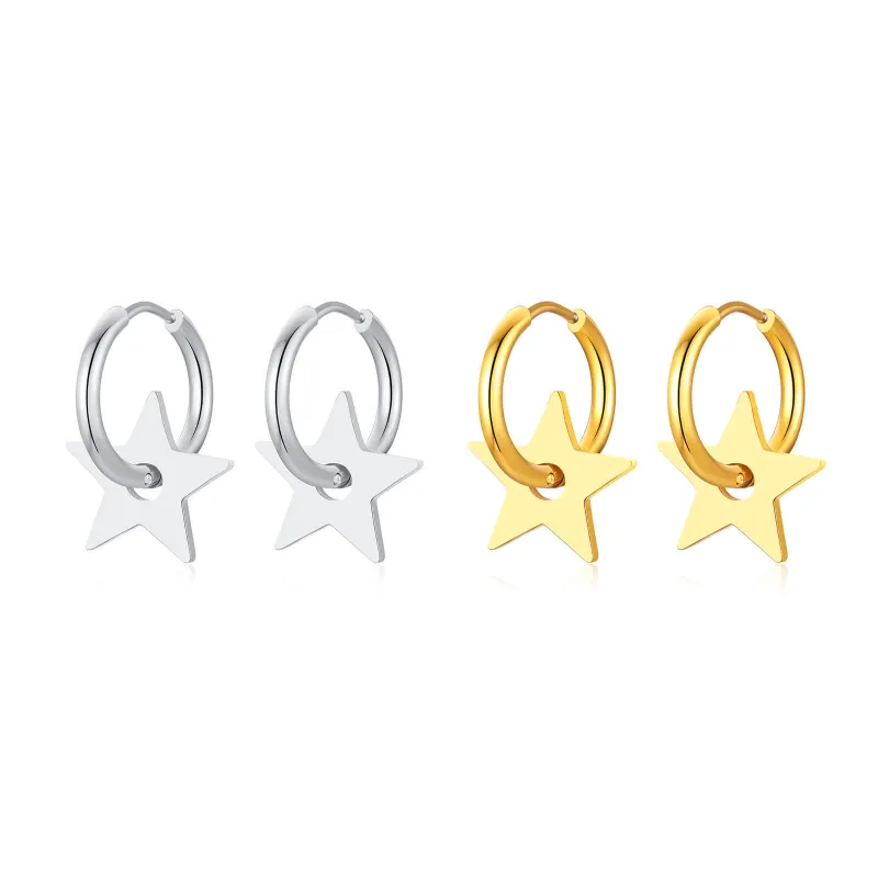 Wholesale Stainless Steel Hoop Earrings with Star