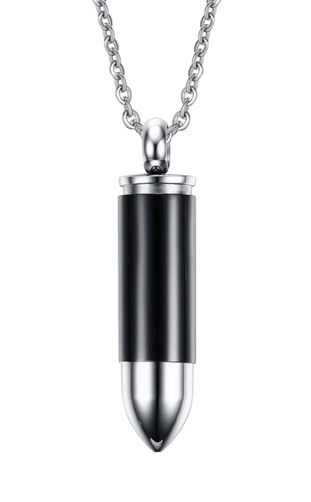 Wholesale Stainless Steel Bullet Cremation Pendants with Chain