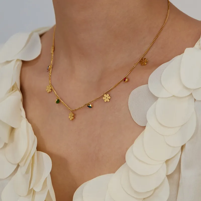 Wholesale Stainless Steel CZ Necklace