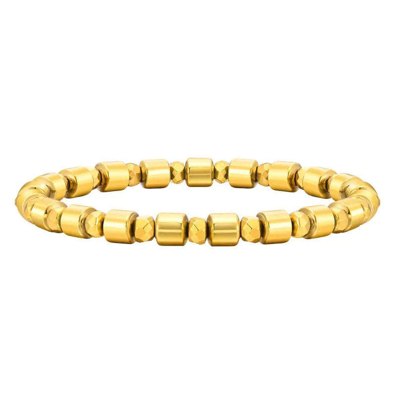 Wholesale Men's Gold Black Gallstone Beaded Bracelet