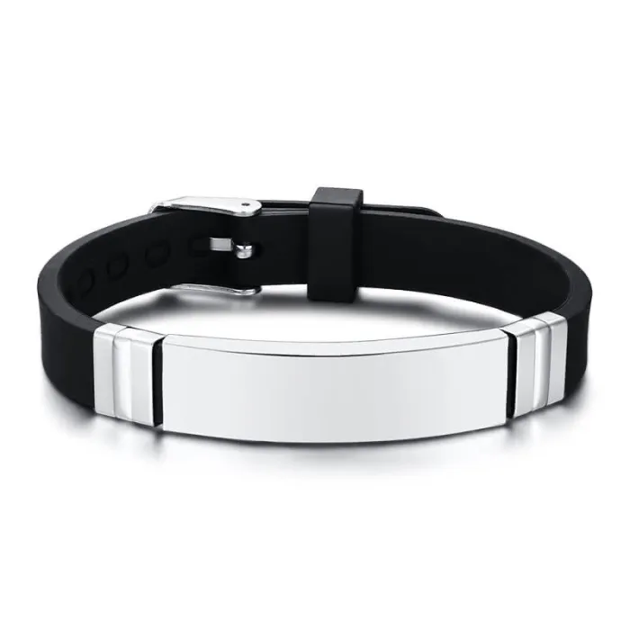 Wholesale Stainless Steel Personalized Silicone Bracelet